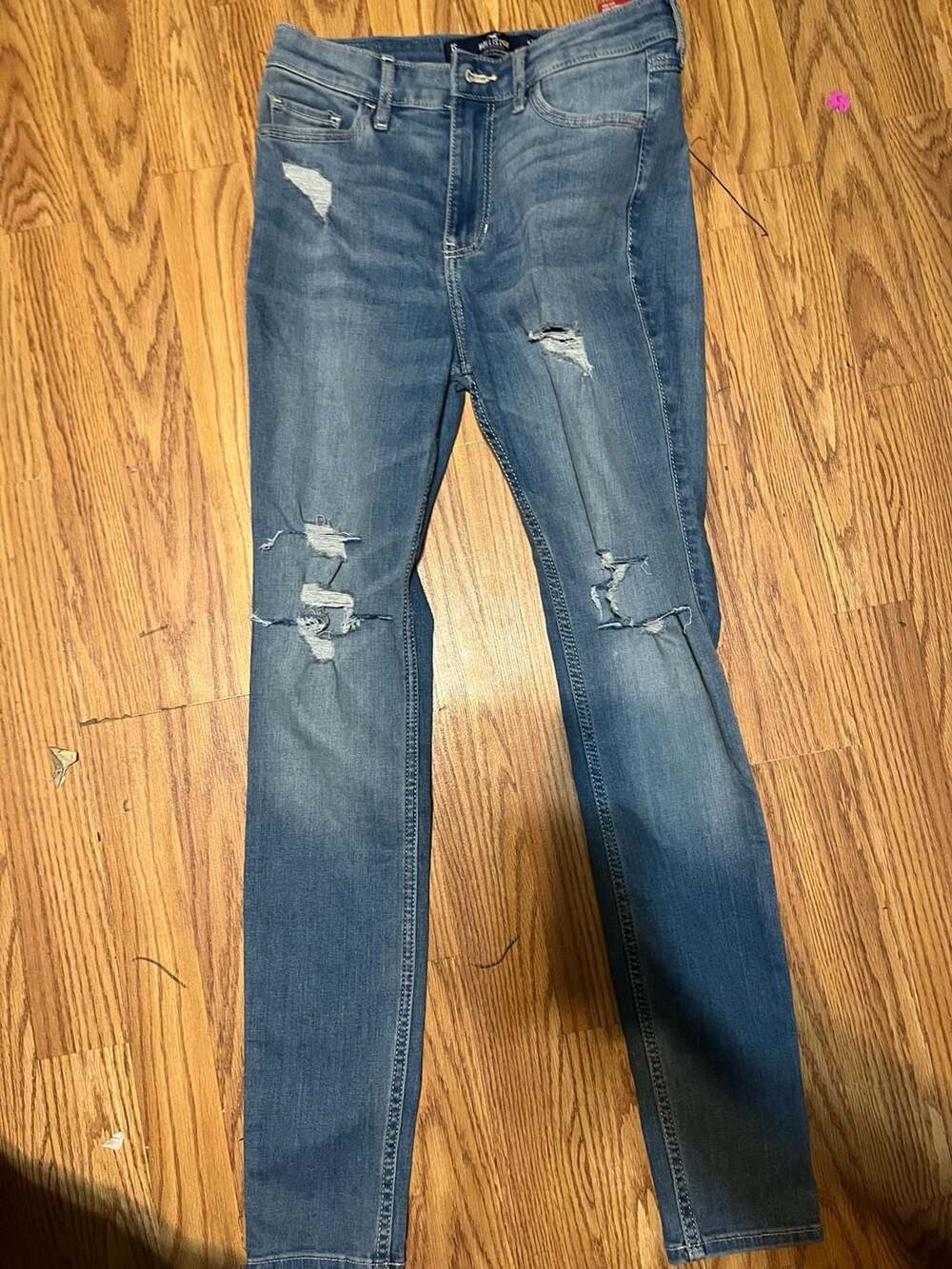 Hollister High-Rise Super Skinny Jeans Size 1S W25 L28 Distressed Blue